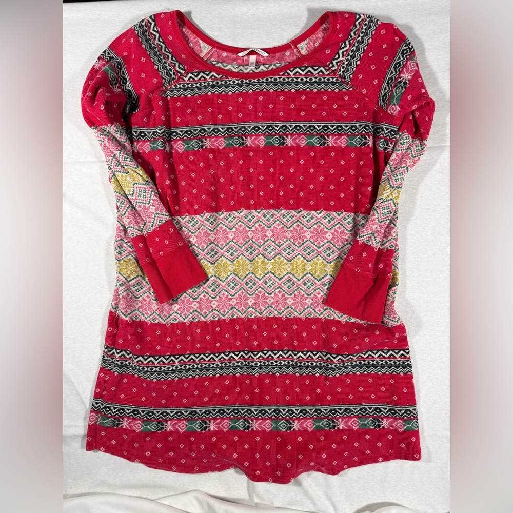 Fair Isle Knit Tunic Victoria’s Secret Women’s XL Red Holiday Top
